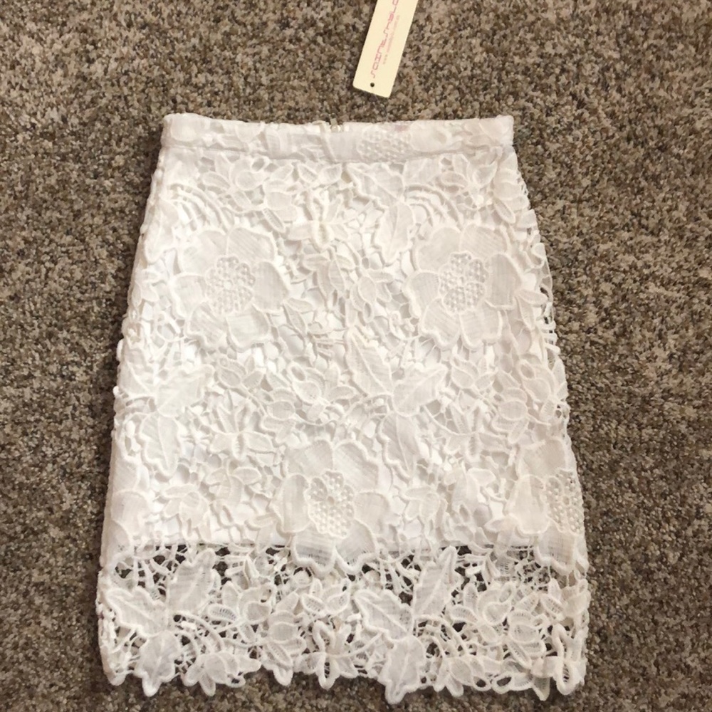 White Floral Lace Mini Skirt